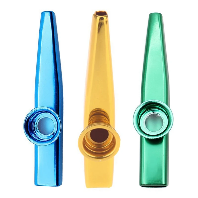 

Kazoo Aluminum Alloy Metal With 5 Pcs Gifts Flute Diaphragm For Children Music-Lovers, Gold & Green & Blue(3Set)
