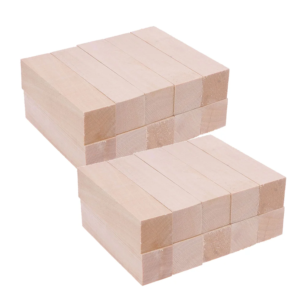 

20 Pcs Building Bricks Wood Blocks Crafts Tools Unfinished Wood Bricks Doitool Wooden Craft Plank Basswood
