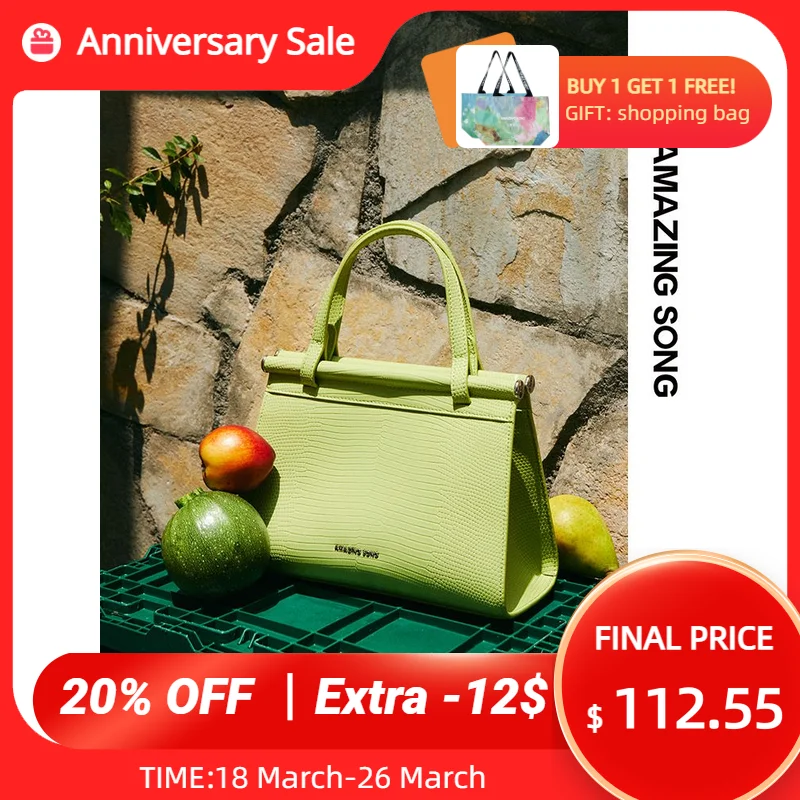 

Amazing Song Sugar Cube Bag Medium Size Genuine Leather Female Messenger Bag Simple Design OL Commuter Bag Handbag Crossbody Bag