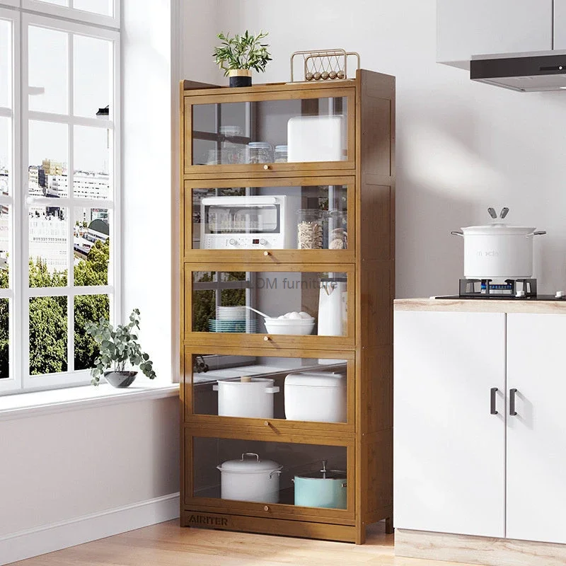 Современные бамбуковые кухонные шкафы для кухни мебель посуда шкаф хранения