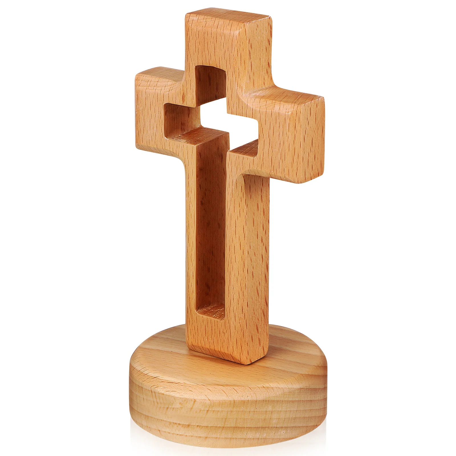 

Tabletop Decor Cross Church Decoration Wooden for Crafts Ornament Decorative with Base