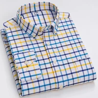 2022 men 100 cotton oxford men dress shirt casual long sleeved striped plaid solid color camisa masculina social chemise homme
