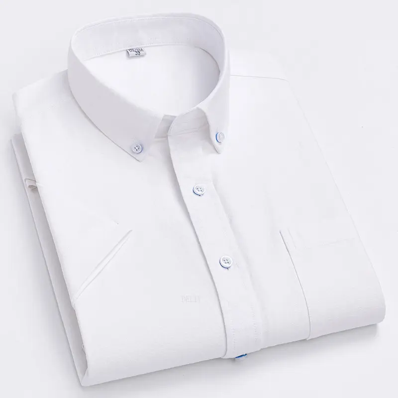 Мужская рубашка из ткани Оксфорд Классическая хлопковая в клетку с короткими