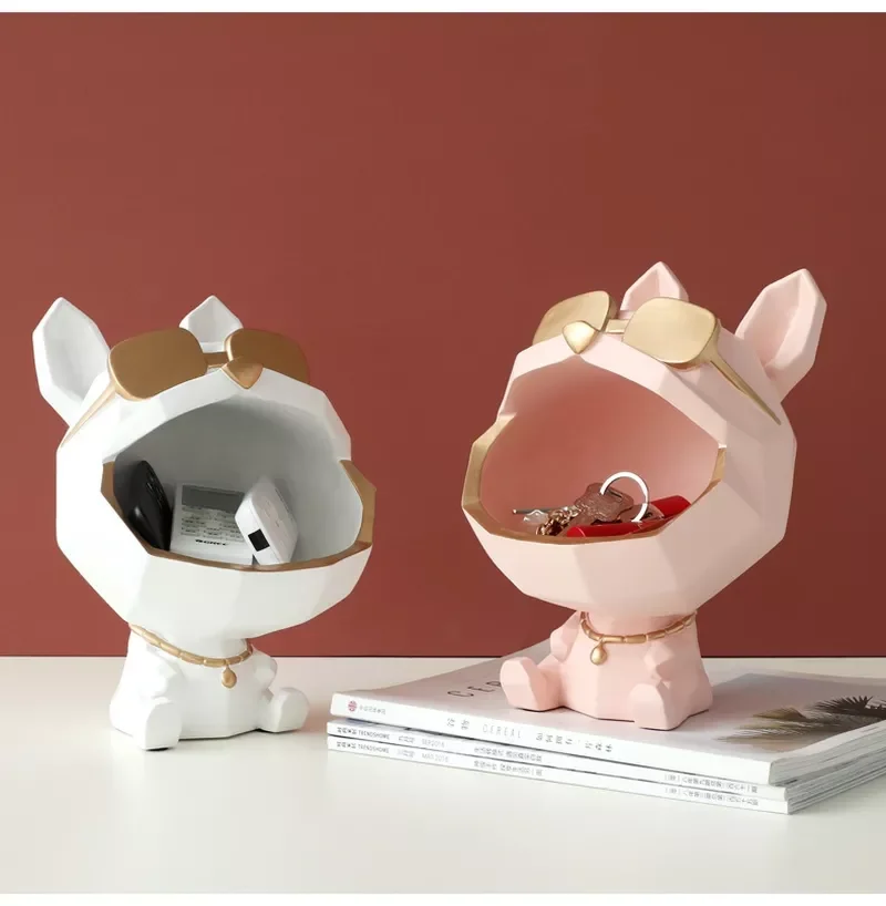 

Bull Dog Figurine Big Mouth Dog Storage Box Home Decoration Ornamental Resin Art Sculpture French Bulldog Figurines Home Decor