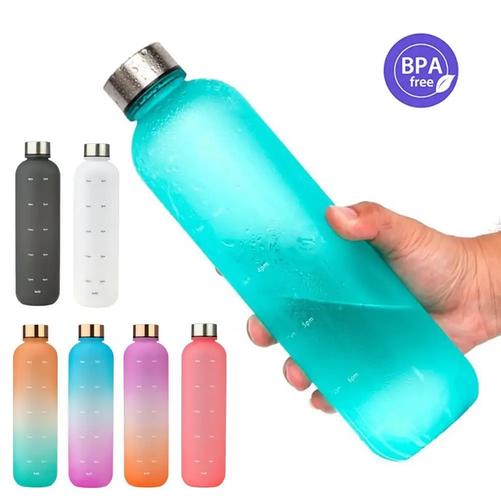 

Пластиковые чашки для питьевой воды, спортивные многоразовые бутылки, маркер, мотивационные наклейки, 1 литр воды, портативная бутылка с