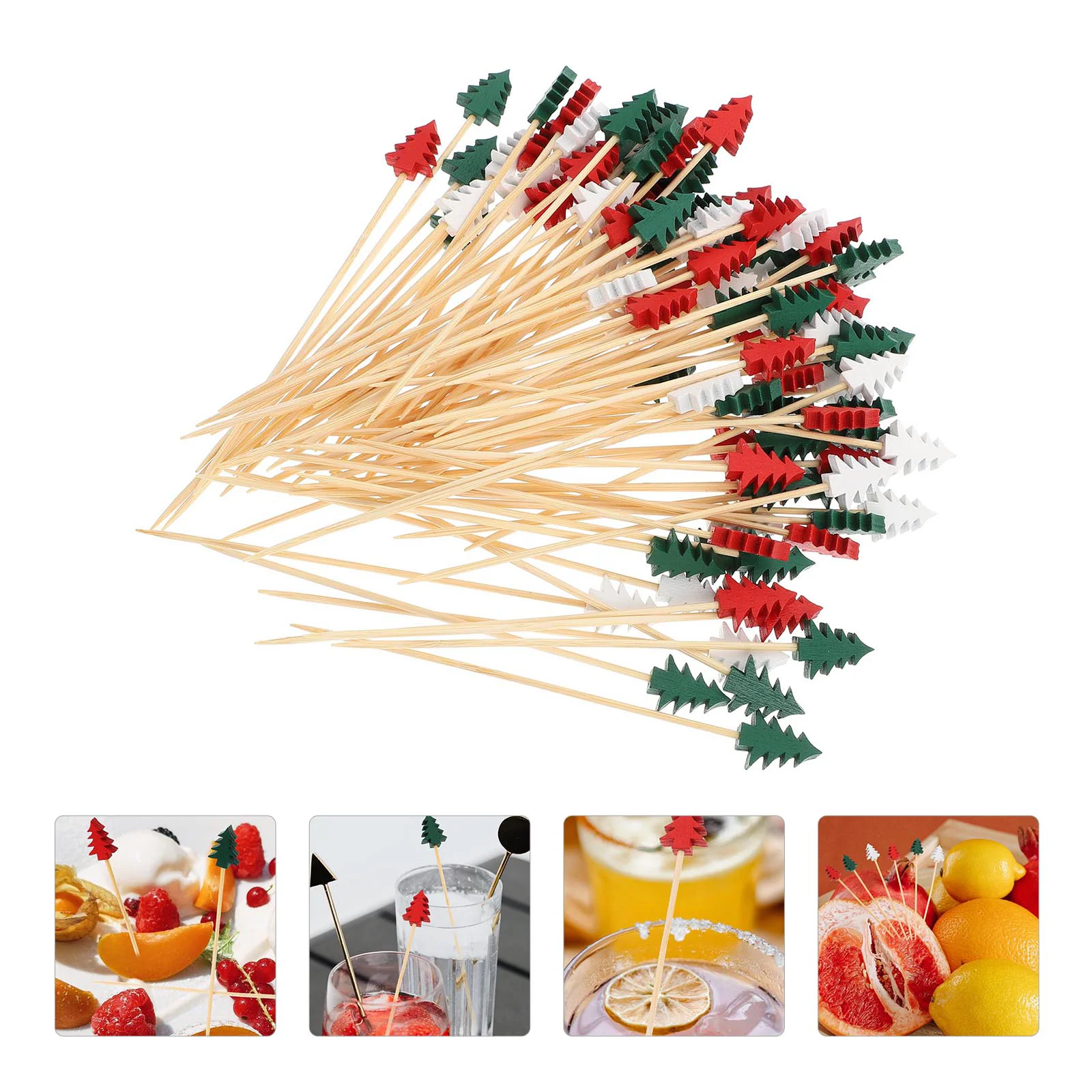 

Picks Cocktail Fruit Toothpicks Forks Christmas Stick Skewer Wood Tree Martini Appetizers Drinkdecorativesticks Skewers Garnish