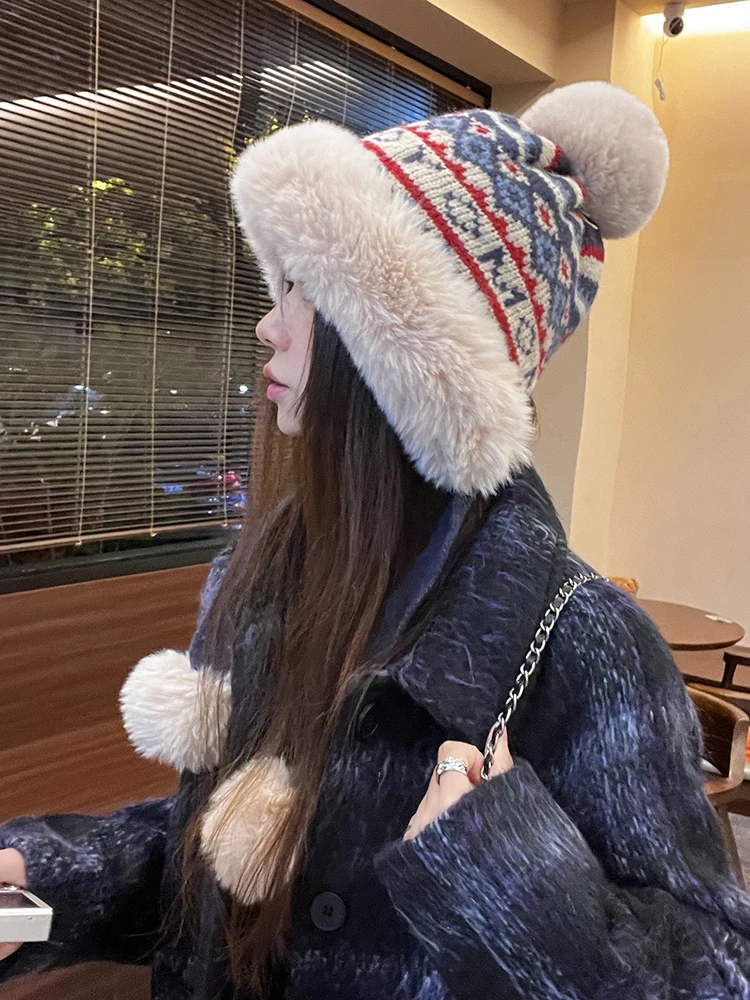 Корейская шапка Sle Lei Feng женская осенне-зимняя утолщенная шапка-ушанка теплая