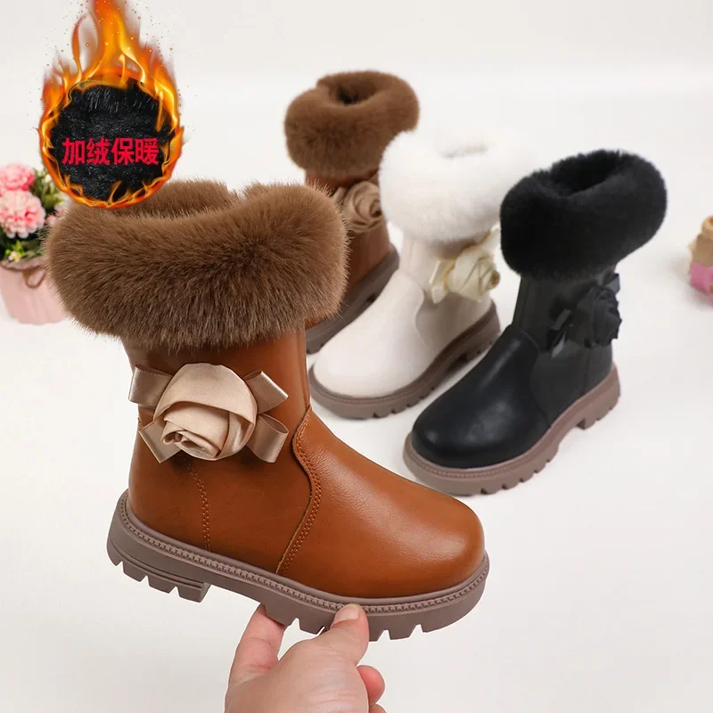 Детские длинные кожаные сапоги на молнии сзади новинка 2024 зимние модные детские