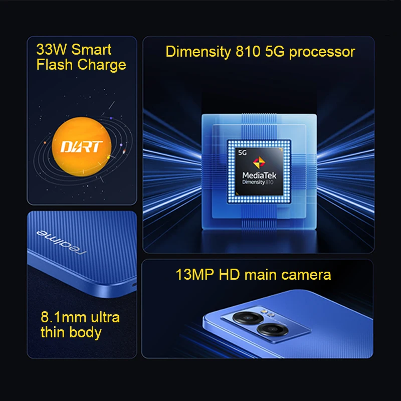 realme q5i moblie phone dimensity 810 33w smart flash charge cellphone 5000mah ultra large battery 5g smartphone free global shipping