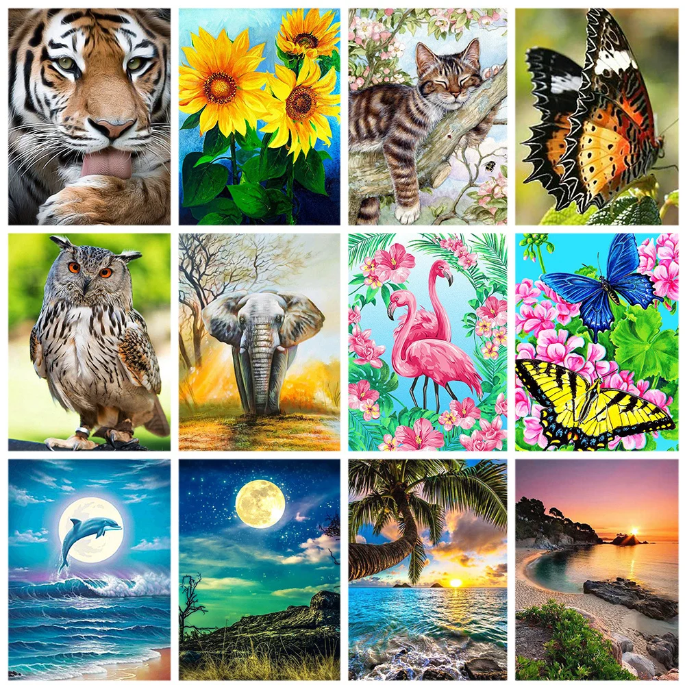 

Miaodu Diamond Painting 5D Animal Owl Tiger Elephant Mosaic Embroidery Scenery Art Picture Rhinestones Home Decor Gift