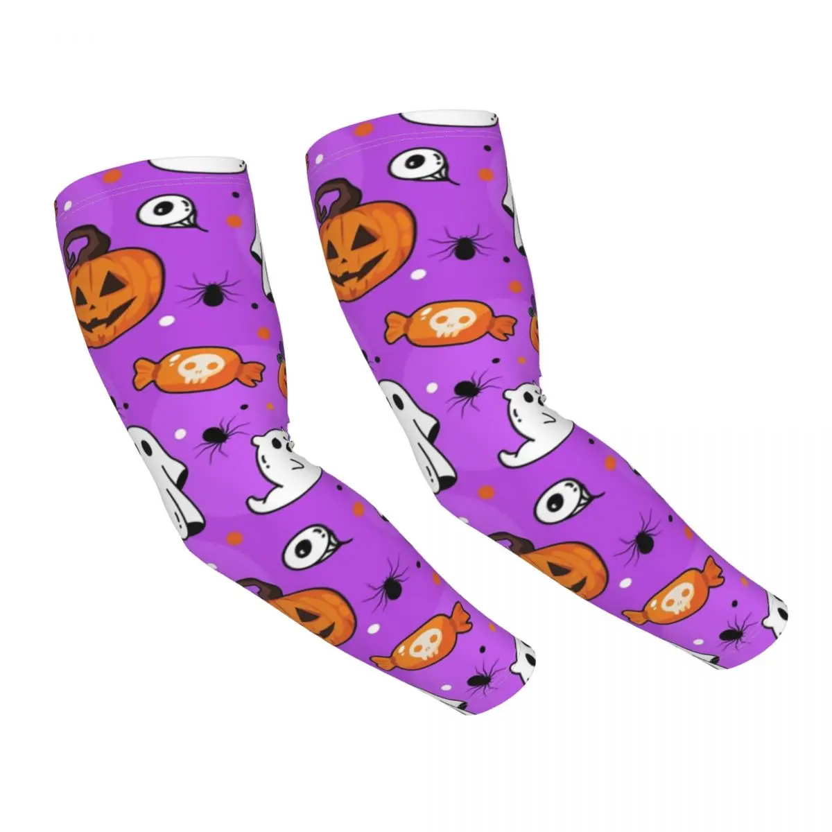 

Фиолетовая накидка на Хэллоуин с тыквами, Пауком, защитой от УФ-лучей, охлаждающими рукавами для рук, для женщин и мужчин, Спортивная накидка для татуировок на велосипеде