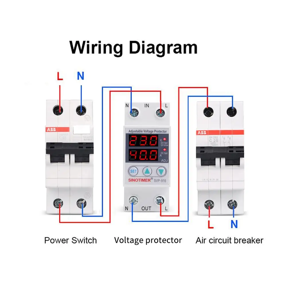 

63A 40A 220V Adjustable Over and Under Voltage Protective Device Protector Relay Monitor Current Limit Current Relay Reset New