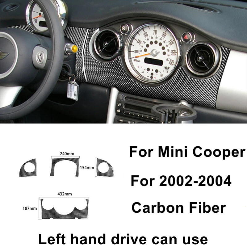 

Carbon Fiber Sticker Instrument Dashboard AC Panel Frame Set Interiors Car Accessories For MINI COOPER R50 R53 2002 2003 2004