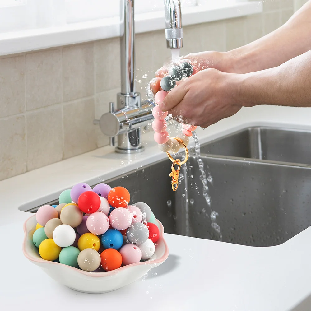 9mm 12mm 15mm Silicone Round Beads Loose Spacer Beads For Jewelry Making DIY Necklaces Bracelets Pacifier Chain Accessories