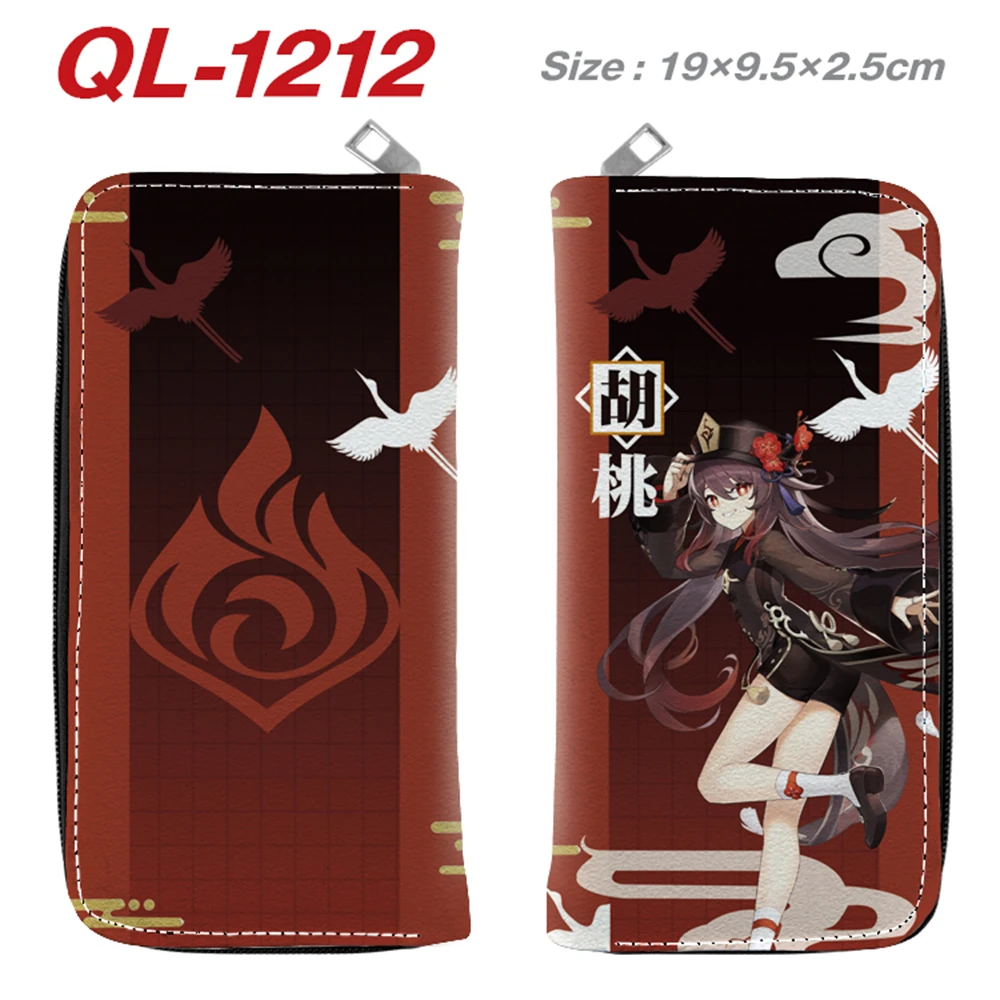 

Game Genshin Impact PU Cartoon Long Wallet Casual Zip Credit ID Card Coin Holders Layers Leather Purse Unisex Students Handbag