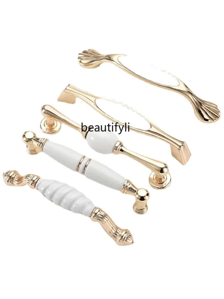 

zqEuropean Entry Lux Ceramic Kitchen Door Handle Modern Pumps Cabinet Coffee Table Bookcase Door Handle