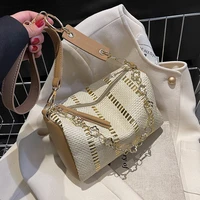 small weave straw bucket bags for women 2022 summer fashion crossbody bags lady travel purses and handbags shoulder side bag