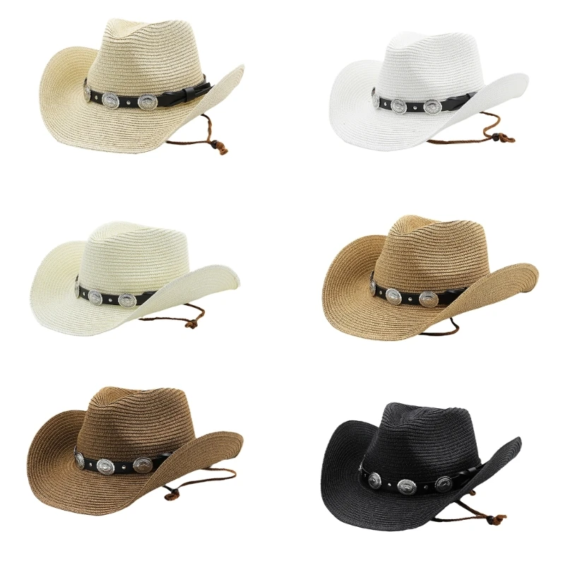 

Western Cowboy Hat Breathable Cowboy Hat All-match Unisex Photo Props Mountaineering Hat Handmade Cowgirl Hat N7YD