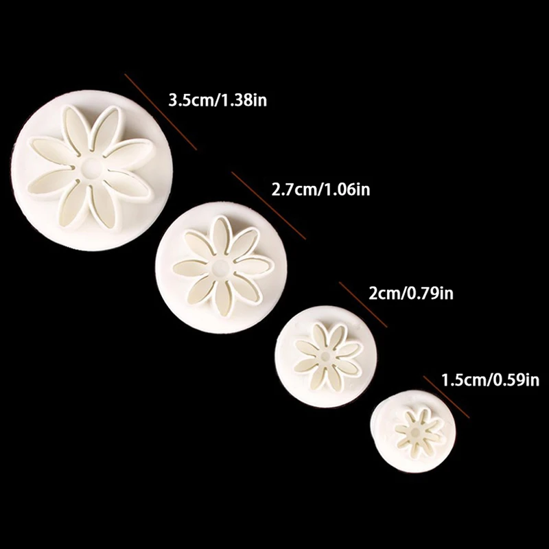 

4Pcs/set DIY Daisy Flower Cake Plunger Fondant Stamps Cookie Cutter Molds