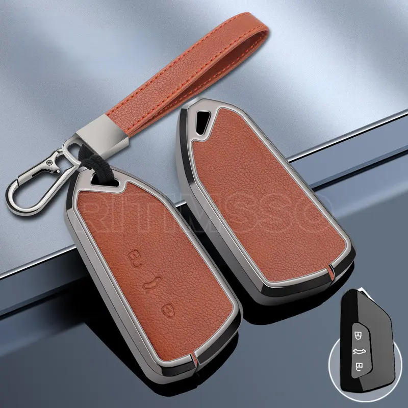 

Alloy Car Key Case Cover For VW Volkswagen Golf 8 MK8 ID.3 ID.4 Cupra Skoda Octavia A8 SEAT Leon MK4 2020 2021 Formentor Tarraco