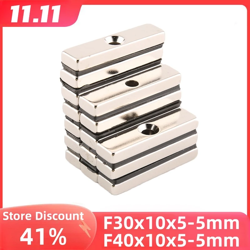 

F30/40x10x5mm Square Neodymium Iron Boron Strong Magnet Rectangular Single Sinking Hole Magnet NdFeB With Strong Magnetic Force