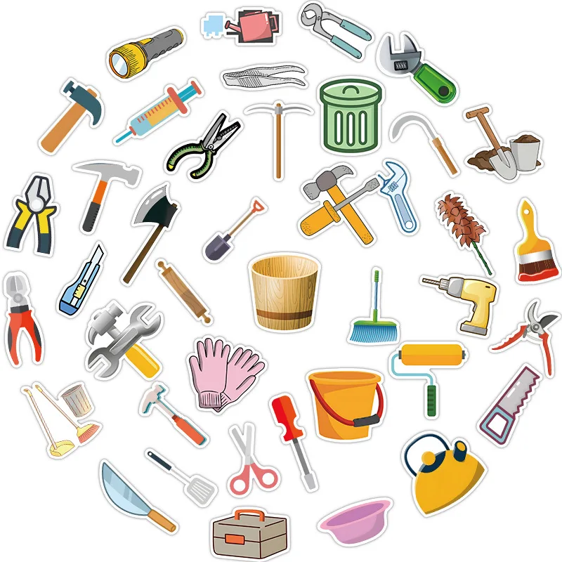 

10/40Pcs Cartoon Tools Stickers Tools Ruler Scissors Suitcase Skateboard Graffiti Laptop Luggage Graffiti Stickers