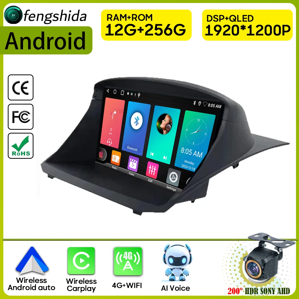 Автомобильный радиоприемник Carplay для Ford Fiesta MK7 2009-2017 навигация GPS Android авто стерео