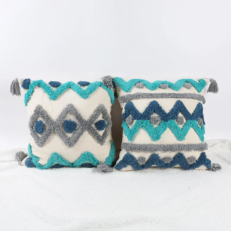 

Decorative Tassel Cotton Cushion Covers For Living Room Home Decor Tufted Fashionable Throw Pillow Case Sofa Bed Tuft Pillowcase