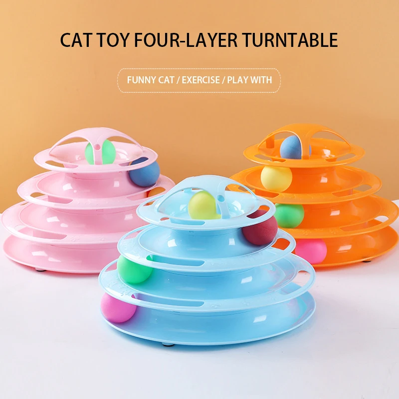 

Cat Four-layer Turntable Interactive Educational Cat Toy Cat Tower Relieve Boredom Toy Ball Can Be Inserted Into Funny Cat Stick