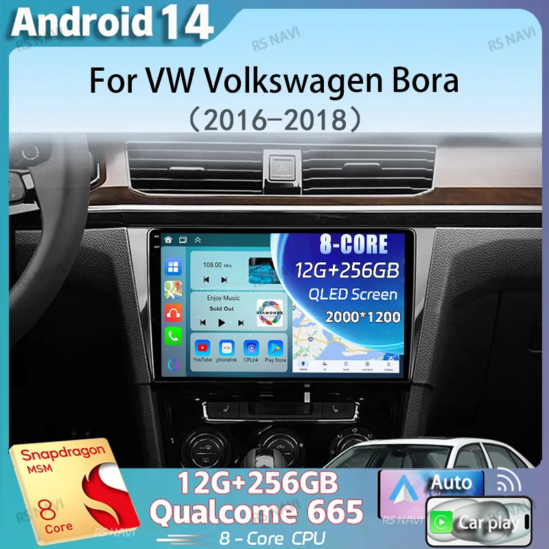 10 1-дюймовый Android 14 Carplay Auto 4G + WIFI автомобильный радиоприемник для VW Volkswagen Bora 2016 2017