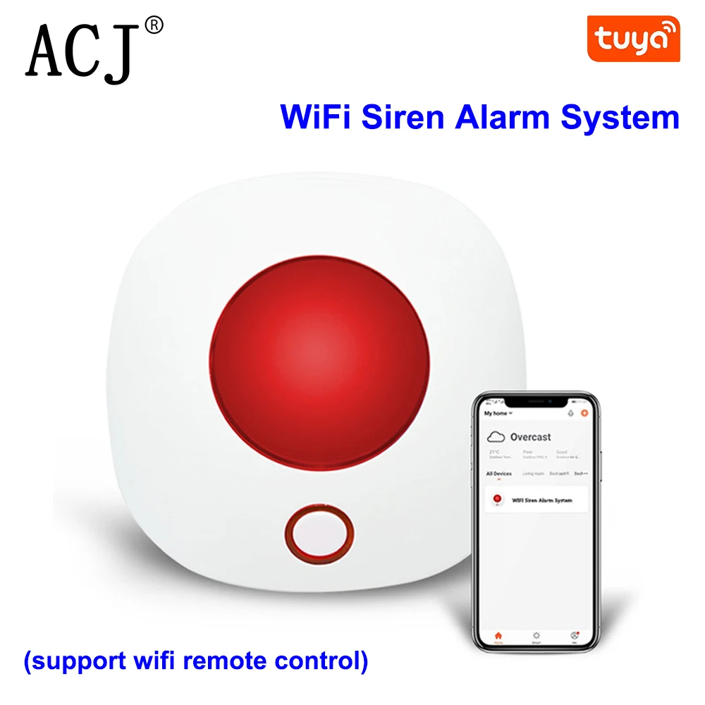 Умная Wi-Fi-Сирена ACJ Tuya со стробоскопическим датчиком дБ