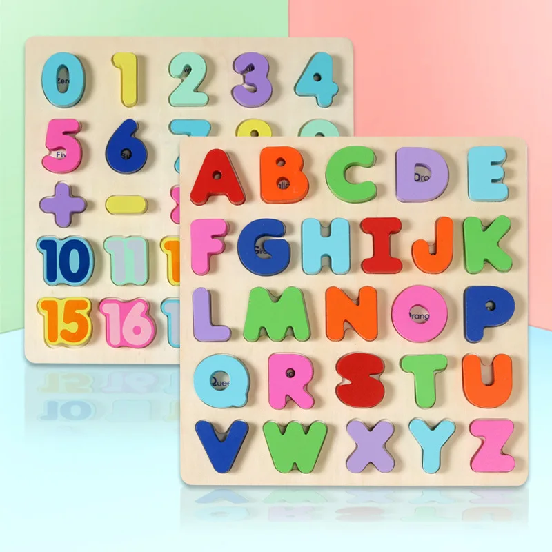 

Bella Luna Numeric Alphabet Cognitive Puzzle Puzzle Children'S Baby Hand Grab Board Early Childhood Education Wisdom Play Wooden