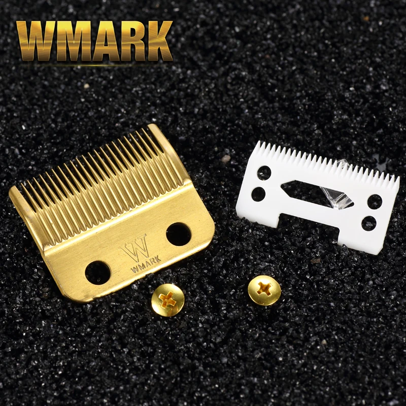 

WMARK Professional Hair Clippers Blade Hair Cutting Machine High Carbon Steel Accessories Golden with Ceramic Blade for Cordless