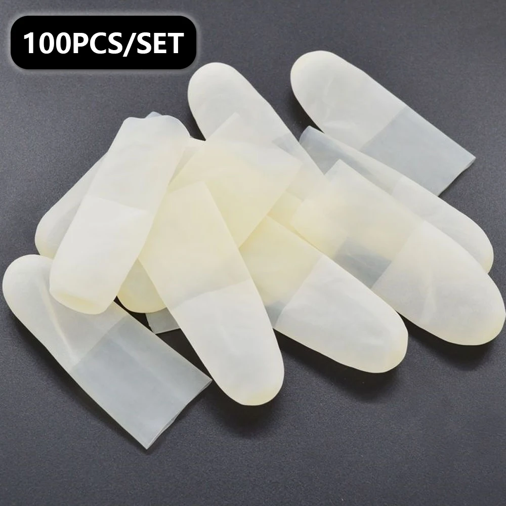 

100Pcs/set Anti static Disposable Finger Rubber Gloves Non-slip Latex Finger Cots Fingertips Protector Gloves Watch Repair Tool