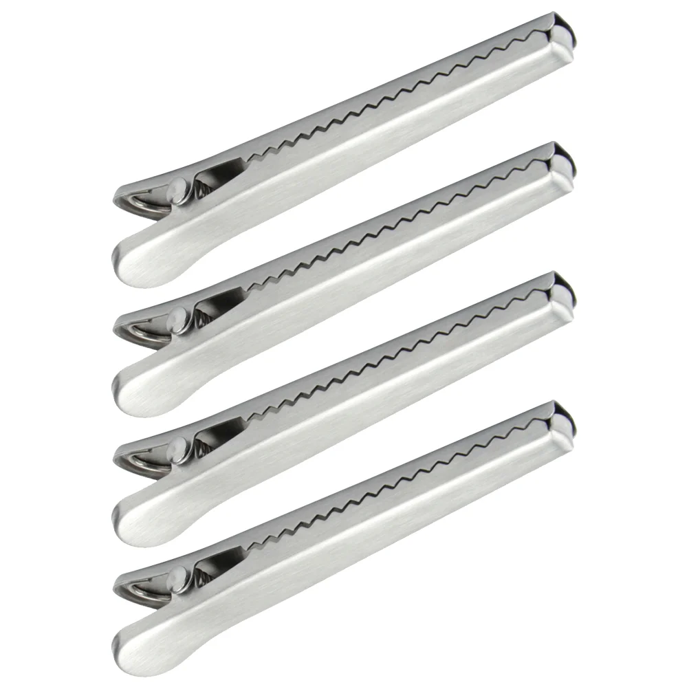 

4pcs Stainless Steel Sealing Clips Food Clamps Food Clips Bag Sealing Clips
