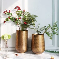 creativity brass vase retro hammer texture decorative western restaurant desktop flower vases manual home decoration ornaments