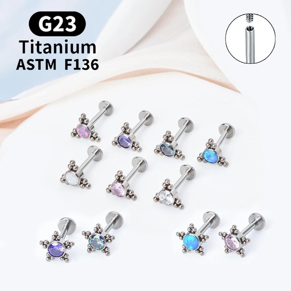 

Fashion Opal Stud Earrings G23 Titanium Metal Cartilage Lip Stud Earrings Hollow Sexy Lady Body Decoration Hollow Jewelry