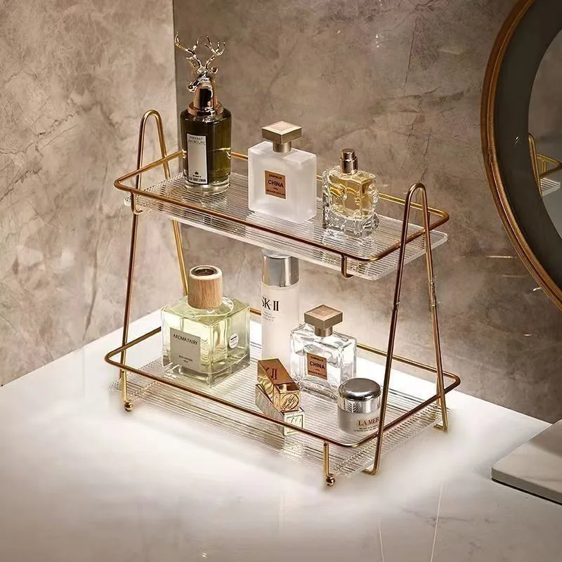 

Rack Rack Storage Cosmetic Desktop Makeup Storage Table Holder Nordic Anti-rust Shelf Finishing Tray Dressing Luxury Organizer