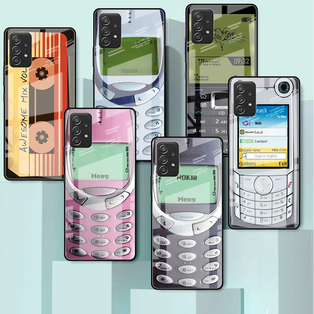 

Vintage Cassette Tape Retro Style Glass Case For Samsung Galaxy A52 A71 A50 A51 A70 A21s A31 A72 A10 A12 A30 A22 5G Phone Cover