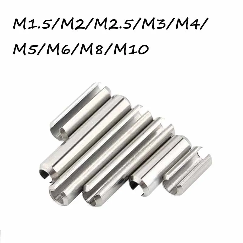 

1/5/10/50pcs 304 Stainless Steel Elastic Cotter Cylindrical Positioning Tension Dowel Roll Spring Pin M1.5M2M2.5M3M4M5M6M8M10