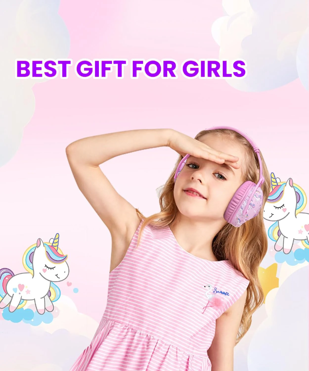 Детские наушники ZOHAN защитные шумоподавляющие с единорогом для детей