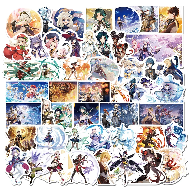 

50pcs/Lot Mixed Anime Game Genshin Impact Stickers for Laptop Motorcycle Skateboard Guitar Suitcase Toy Graffiti Stickers Deacls