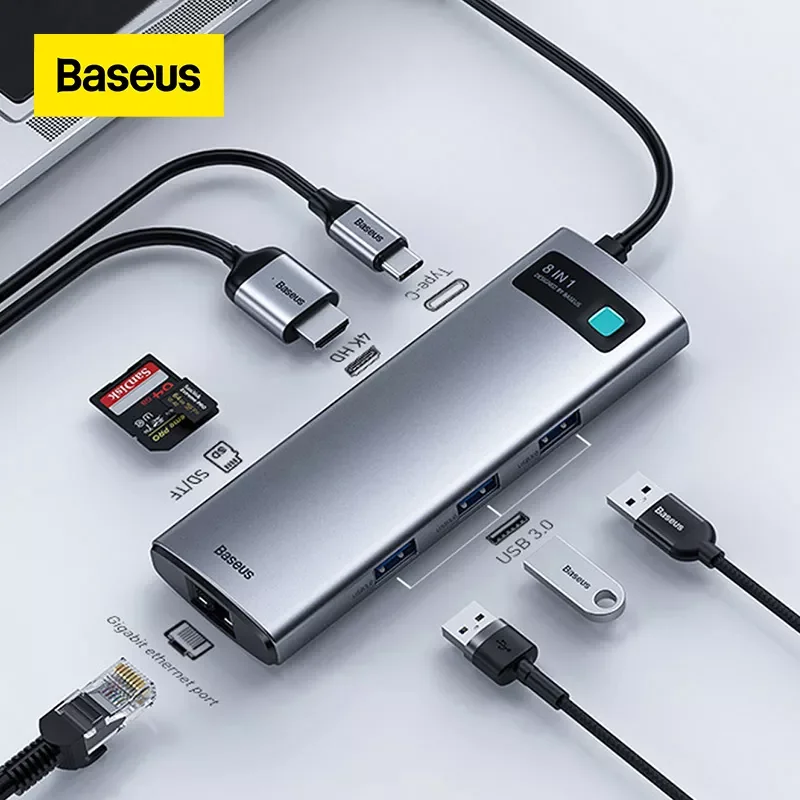 

USB-концентратор Baseus 8 в 1, совместимый с USB 3,0