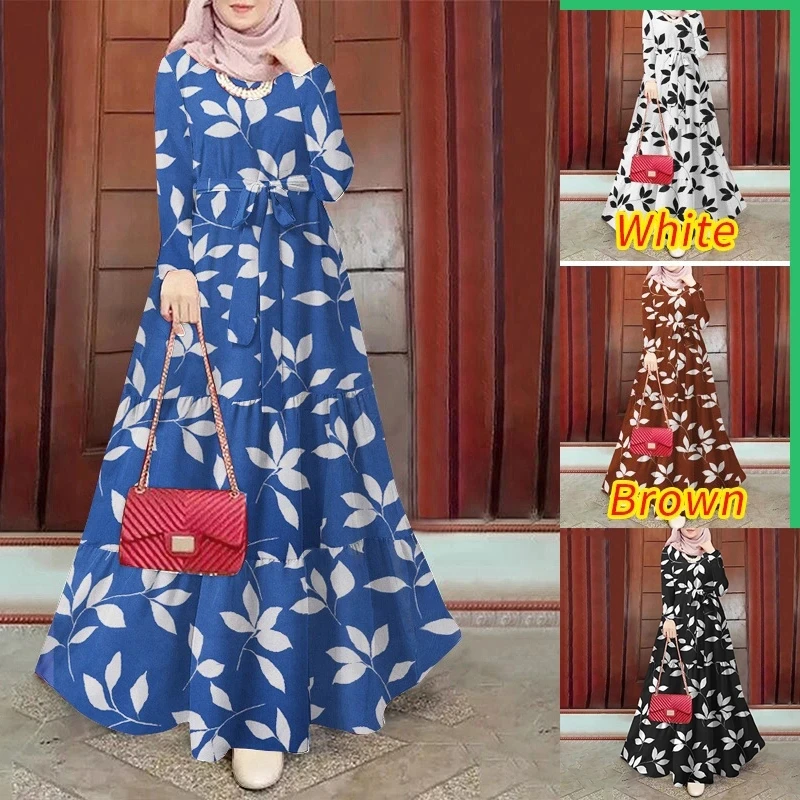 

Модный кафтан, мусульманская абайя, элегантное женское Цветочное платье, мусульманские Абайи с длинным рукавом, Рамадан, Турецкая скромная одежда, цзилбаб