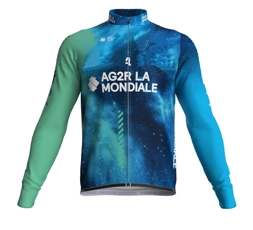 Новинка 2024 зимняя флисовая Термоодежда AG2R для команды велосипедная Джерси с