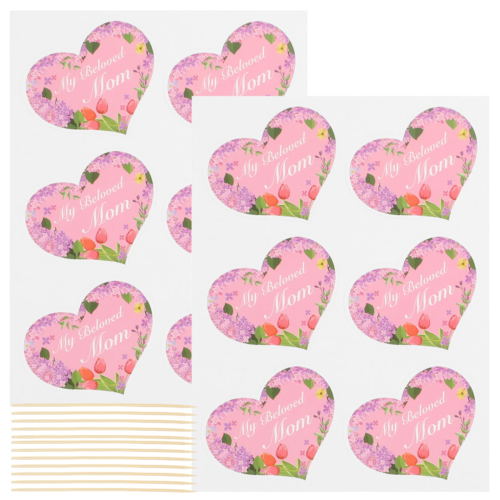 

48pcs Safe Decorative Mother's Day Cake Decor Cupcake Decorations Baking Cake Decors for Party Use