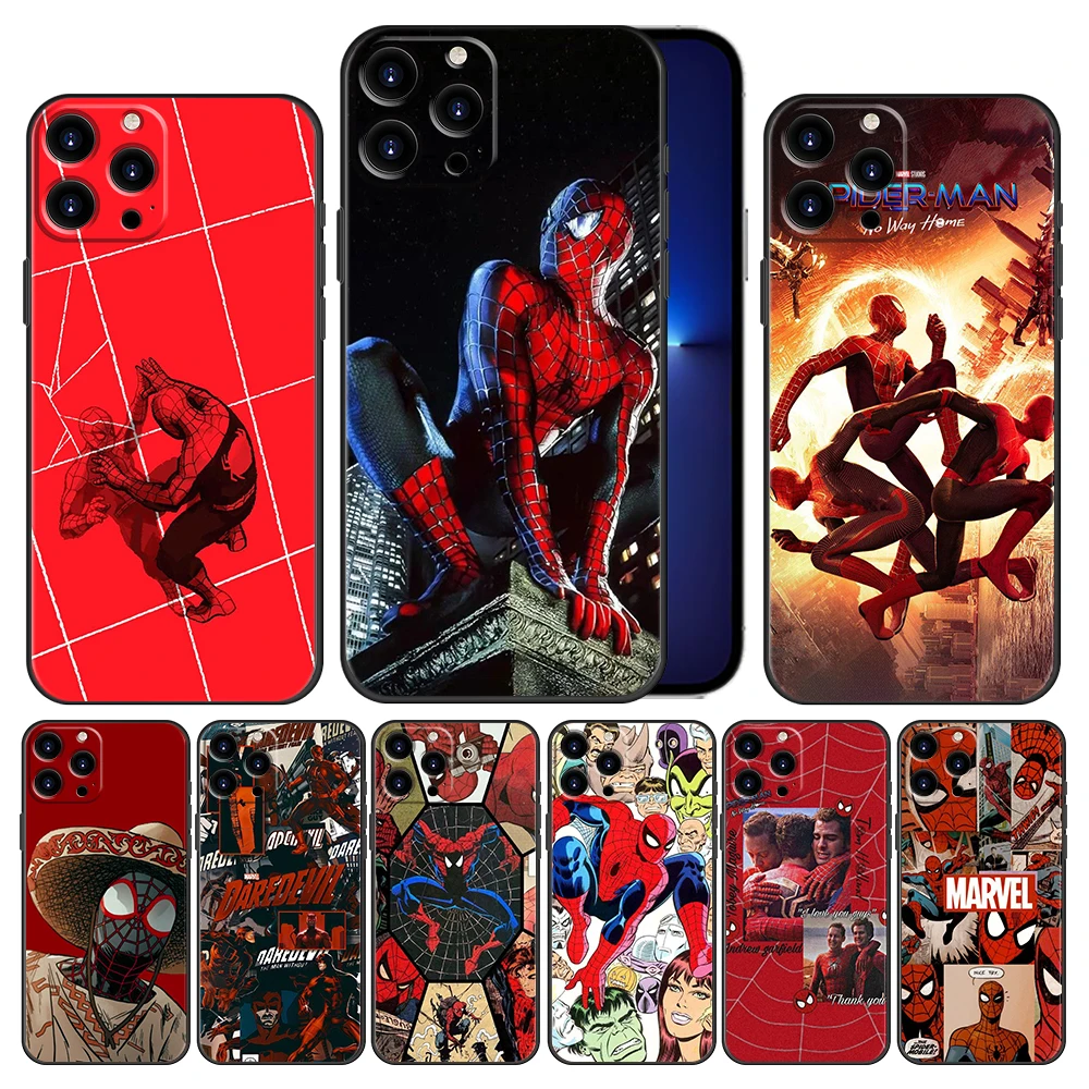 

Marvel Spiderman Red Phone Case Cover for Apple iPhone 11 12 13 Pro Max X Xs 7 7+ 8+ 8 Plus 6 5 SE XR Mini Armor Silicone Cell