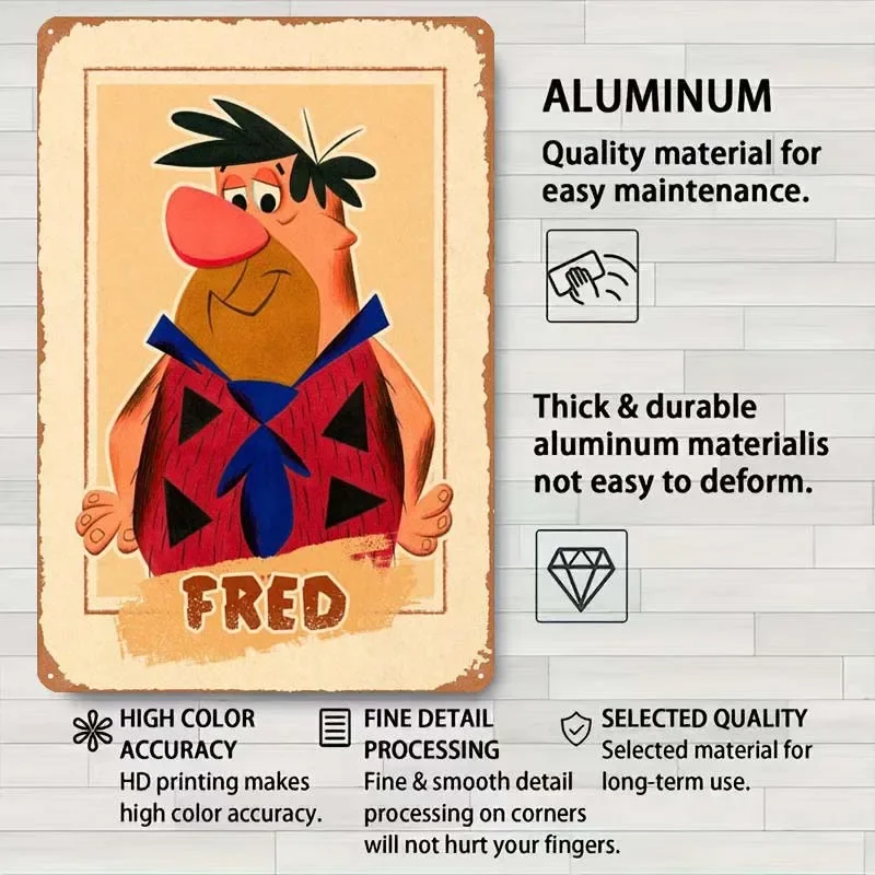 Фред флинстон мультяшный металлический постер украшение для спальни винтажный