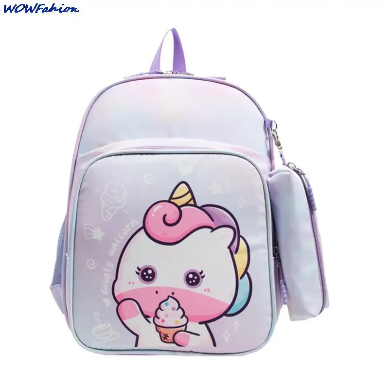 2pcs/set Satchels Kindergarten Bookbag Unicorn Backpack for Girls Pink Princess School Bags with Pen Case Pentand for Kids 