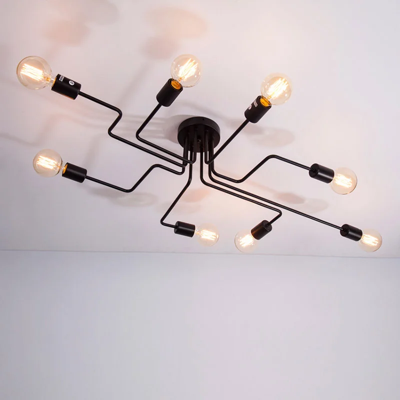 

Retro LED Ceiling Light Industrial Style Bedroom Ceiling Lamp Living Room Ironwork 4/6/8 Ceiling Decoration Vintage Lamps